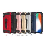 Wholesale iPhone Xs Max Metallic Plate Stand Case Work with Magnetic Mount Holder (Rose Gold)